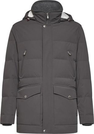 Brunello Cucinelli Gewatteerde Jas - Heren - Winterjassen - Grijs - 2XL - Wol - Jassen