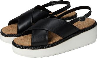 Lucky Brand Pebina Cross Band Wedge Sandals Womens Sandals Black : 9.5 B - Medium, Leather