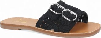Love Rio Womens Bailey Vintage Crochet Sandal In Black
