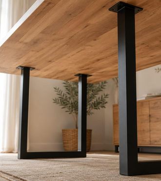 Home Heavenly Patas de mesa de metal en forma de u en color negro 82 x 84 x 8 cm