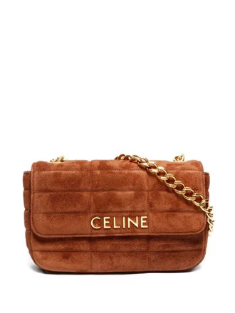 Celine 2023 quilted chain shoulder bag - women - Suede - One Size - Brown