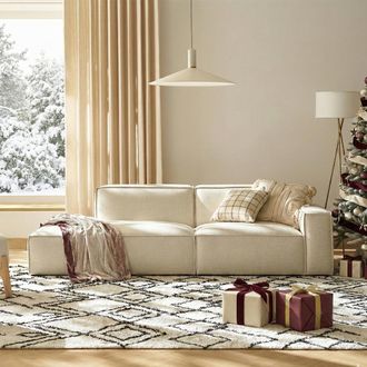 Castlery White Left Side Chaise Sofa by Castlery for Living Room