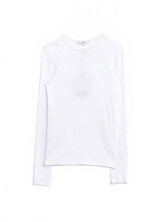 Tibi Womens Ribbed Crewneck Pullover Tee In White