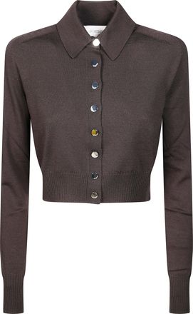 Sportmax Perseo Ribbed Metallic Button Cardigan