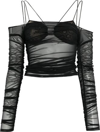 Amazu&igrave;n Blouse met kant - Zwart