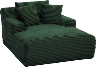 Vente-Unique Chaiselongue de pana verde DONILIA
