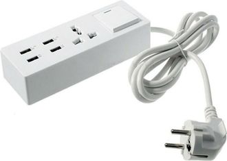 Trade Shop Trade Shop - Ciabatta El&eacute;ctrica De M&uacute;ltiples Escala Con 1 Enchufes Universales 4 Usb Con Interruptor