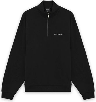 Lyle & Scott Script Heavyweight Loopback Quarter Zip Sweatshirt - Heren - Vesten met rits - Zwart - S - Katoen - Hoodies & sweatvesten