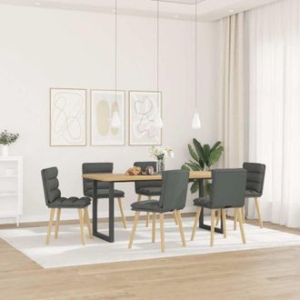vidaXL Vidaxl - Sillas De Comedor 6 Unidades Tela Gris Oscuro