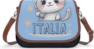 Generic Italia Cat Italian Flag Womens Crossbody Bag Fashion Shoulder Handbags Message Tote Bag with Adjustable Strap