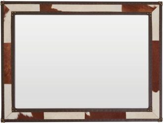 Premier Housewares Kensington Townhouse Brown And White Genuine Cowhide Wall Mirror