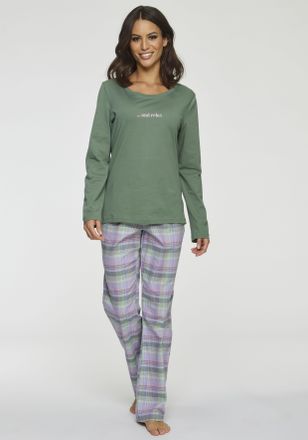 Vivance Pyjama VIVANCE DREAMS, Damen, Gr. 34, lila (lila, kariert), Flanell, Obermaterial: 100% Baumwolle. Oberteil: 100% Baumwolle, kariert, lang, Rundhals, 