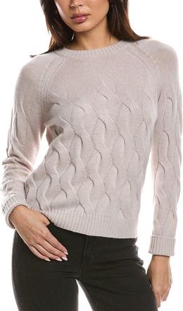 Fort&eacute; Cashmere Wandering Cable Crewneck 100% Cashmere Sweater