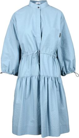 Brunello Cucinelli Overhemdjurk - Dames - Shirt Kleedjes - Blauw - M - Katoen - Kleedjes