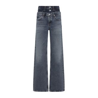 A Gold E Wide Jeans, female, Blue, Size: W25 Elson Jeans