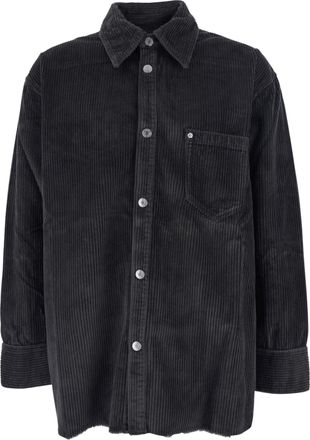 Ami Black Snap Button Corduroy Shirt