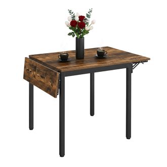 Relaxdays Relaxdays Mesa De Comedor Abatible, 2-4 Personas, 76x120x78 Cm, Ahorro De Espacio, Cocina, Mdf/ Hierro, Marr&oacute;n/negro
