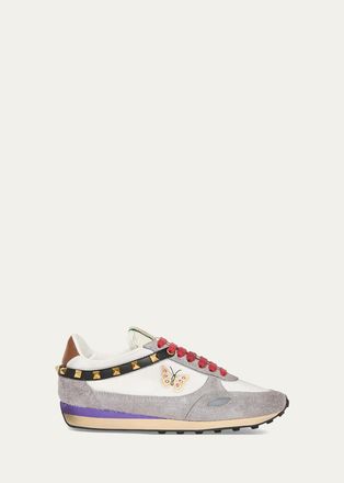 Valentino Garavani Embroidered Rockstud Low-Top Sneakers
