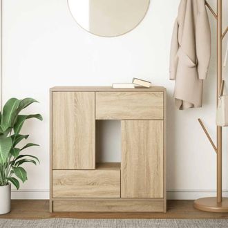 Berkfield Home Sideboard with Drawers & Doors Sonoma Oak 70.5x34x74.5 cm in Brown