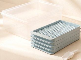 OEM Juego De Mini Cubiteras - 4 Cubiteras Redondas - 416 Peque&ntilde;as Bolas De Hielo - Incluye Pala Para Hielo - Para Caf&eacute;, Zumos Y Bebidas Fr&iacute;as