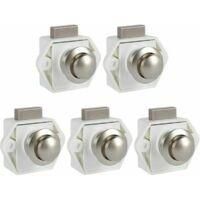 OEM Juego De 5 Pestillos De Bot&oacute;n Pulsador Sin Llave - Cerraduras Para Puertas De Muebles Para Autocaravanas, Caravanas, Armarios Y Muebles Gruesos (blanc
