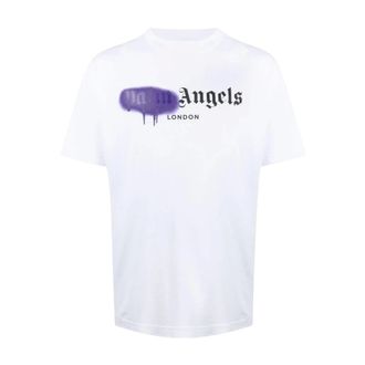 Palm Angels T-Shirts, male, White, S, London Sprayed Logo T