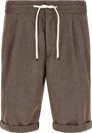 Brunello Cucinelli Chevron Bermuda Shorts - Heren - Korte Broeken - Bruin - 3XL - Wol - Korte Broeken
