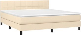 vidaXL Vidaxl - Cama Box Spring Con Colch&oacute;n Tela Color Crema 180x200 Cm