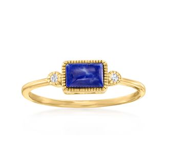 RS Pure by Ross-Simons Lapis and Diamond Ring in 14kt Yellow Gold