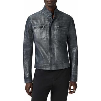 John Varvatos Reversible Leather Jacket in Dark Navy at Nordstrom, Size 50R