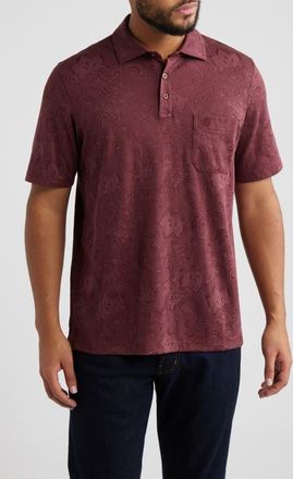Johnston & Murphy Evans Paisley Jacquard Polo in Burgundy Paisley at Nordstrom, Size Xx-Large