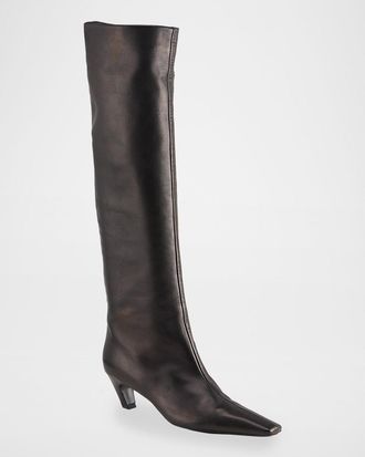 Khaite Davis Slouchy Leather Knee Boots