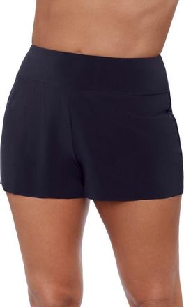 Aqua Green Beach Short High Waist Swimsuit Bottom in True Navy at Nordstrom, Size Medium