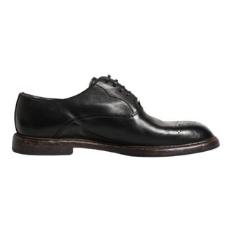 Dolce & Gabbana Business Shoes, male, Black, Size: 8 1/2 US Dolce & Gabbana Black Calfskin Leather Oxford Dress Shoes