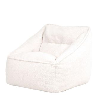 Icon Brand Sill&oacute;n puf de tejido borg boucl&eacute; color crema