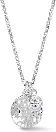Dower & Hall Hammered Disc & 5mm White Topaz Array Pendant