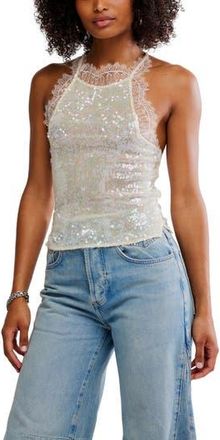 Free People Take Me Away Sequin & Lace Tank in Icicle Combo at Nordstrom Rack, Size X-Small