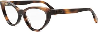 Fendi Ovale Bril van Havana Acetaat - unisex - Brillen - Veelkleurig - 53 MM - Accessoires