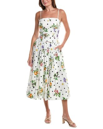 Avec Les Filles Drop Waist Belted Midi Dress