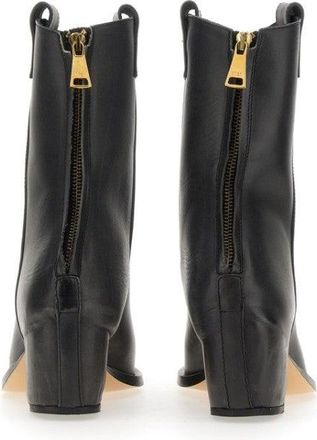 N&deg;21 Pointed Toe Leather Boots With Block Heel
