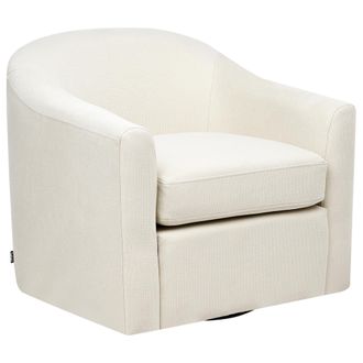 Beliani Beliani - Sill&oacute;n Giratorio De Tela Tapizado De Poli&eacute;ster Hidr&oacute;fugo Asiento Grueso Beige Claro Magnor