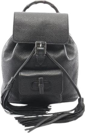 Gucci Pre-owned Bamboo Tassel Leather Backpack - unisex - Vintage Rugzakken - Zwart - ONE Size - Leer - Vintage