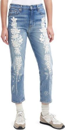 7 For All Mankind Embroidered Ankle Slim Straight Leg Jeans in Ventura Emb Pant at Nordstrom Rack, Size 25