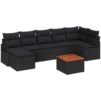 vidaXL Conjunto De Sof&aacute; De Jard&iacute;n 8 Pcs Negro