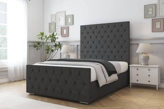 Comfort Beds Florida Dumfries Bed Frame - 50 Upholstered Headboard in Dark Grey | Size: King