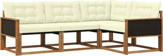 vidaXL Conjunto De Sof&aacute;s De Exterior 4 Uds. Natural Y Crema Vidaxl