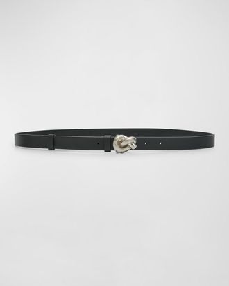 Bottega Veneta Brass Knot Skinny Leather Belt