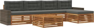 vidaXL Conjunto De Sof&aacute;s De Exterior 6 Uds. Natural Y Antracita Vidaxl