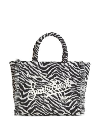 MC2 Saint Barth zebra fringed colette tote bag - women - Polyester/Wool - One Size - White