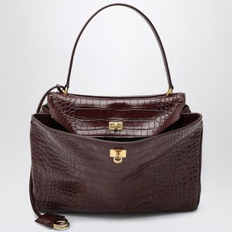 Balenciaga Cocco Print Burgundy Calfskin Medium Rodeo Bag